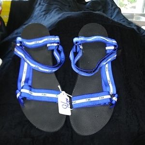 3. Pink sandals blue/white stripes